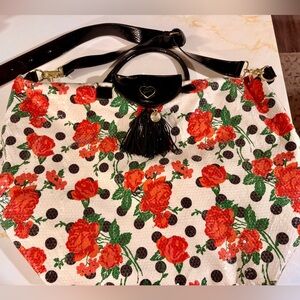 Betsey Johnson Floral Tote with Black Accents